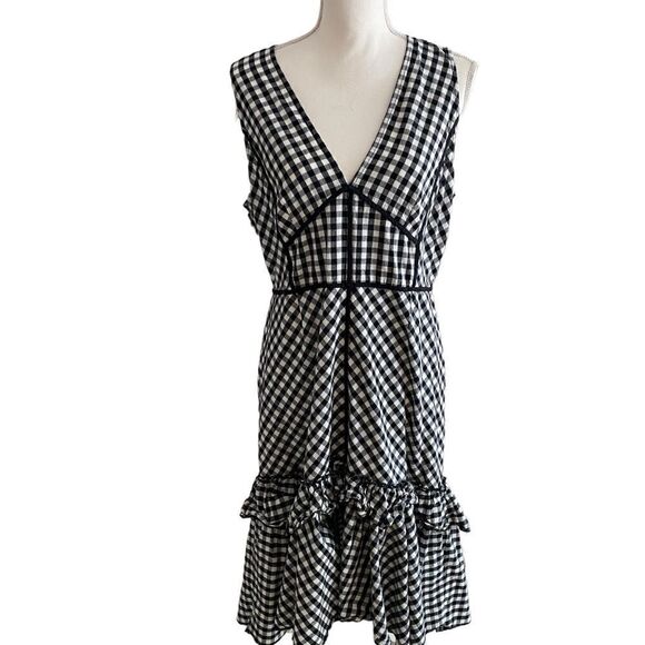 TOME Collective Gingham Ruffle Hem Dress Size 14 - Picture 5 of 9